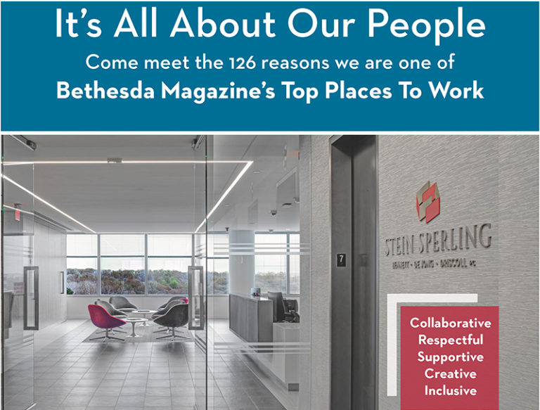 Stein Sperling Listed in 2021 Bethesda Magazine’s “Top Places to Work”
