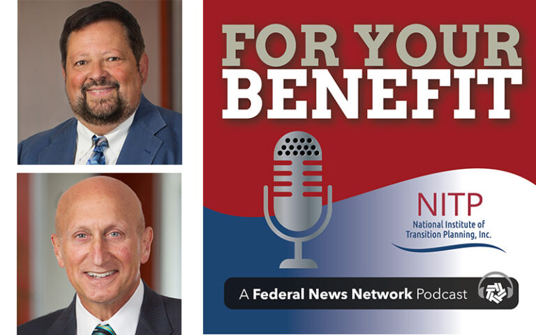 Photos of David De Jong and Steve Widdes with For Your Benefit podcast logo