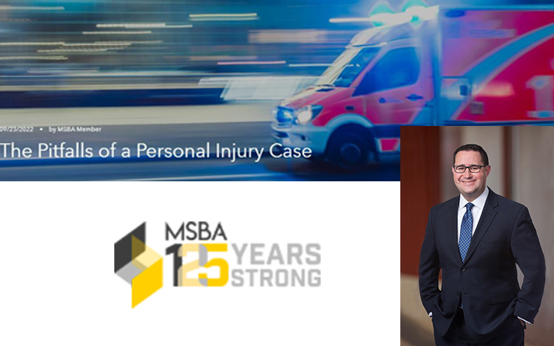 Attorney Jonathan Lieberman with photo of an ambulance and MSBA logo