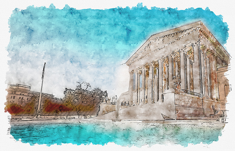 Drawing Of The United States Supreme Court Building Background